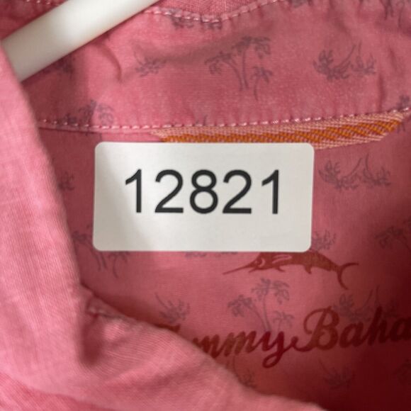 Tommy Bahama Shirt Adult Large Pink Linen‎ Hawaiian Pocket Beach Mens - Picture 13 of 13